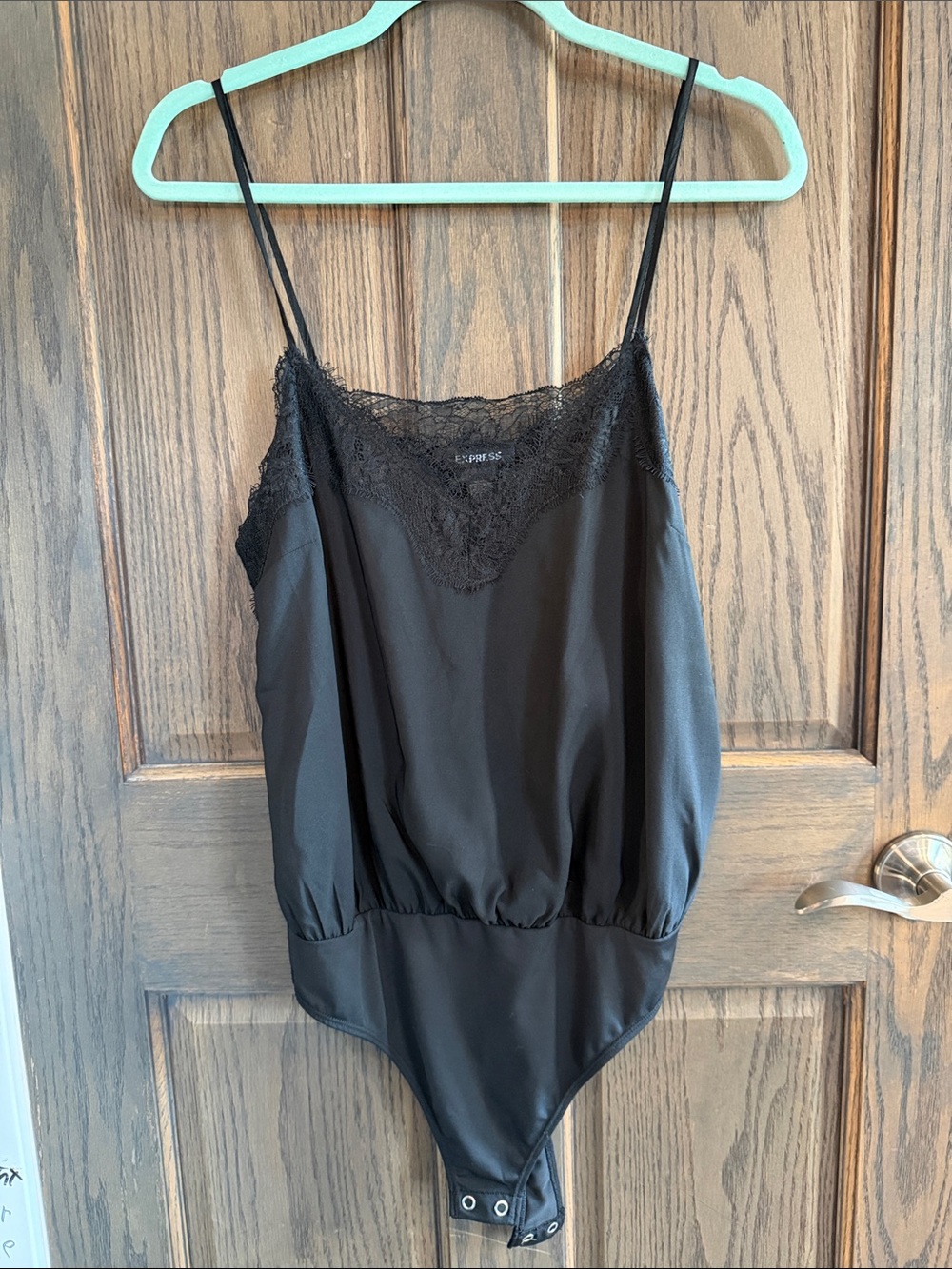 Express Black Lace-Trim Cami Bodysuit
